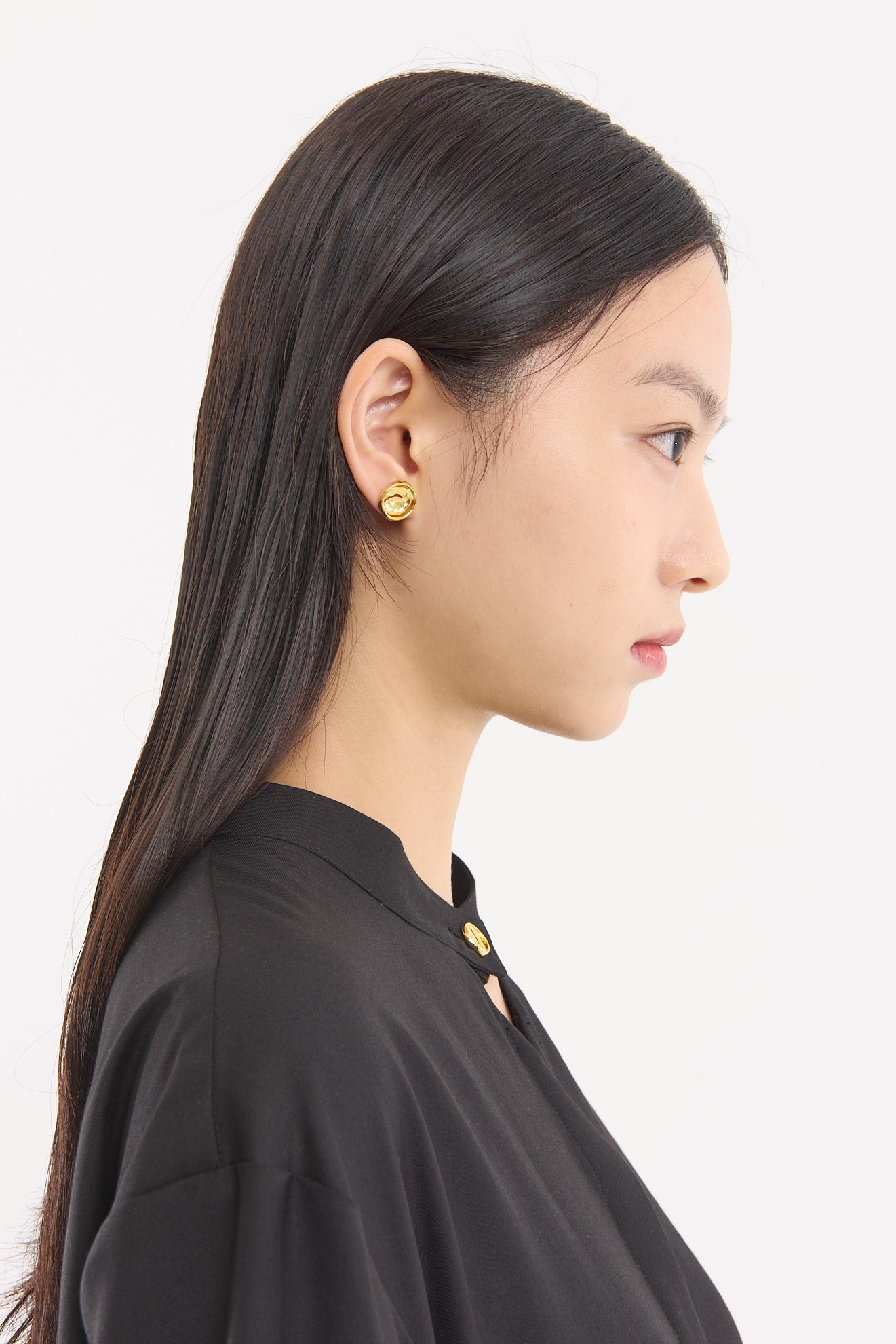 Crack button pierced earring (Gold)