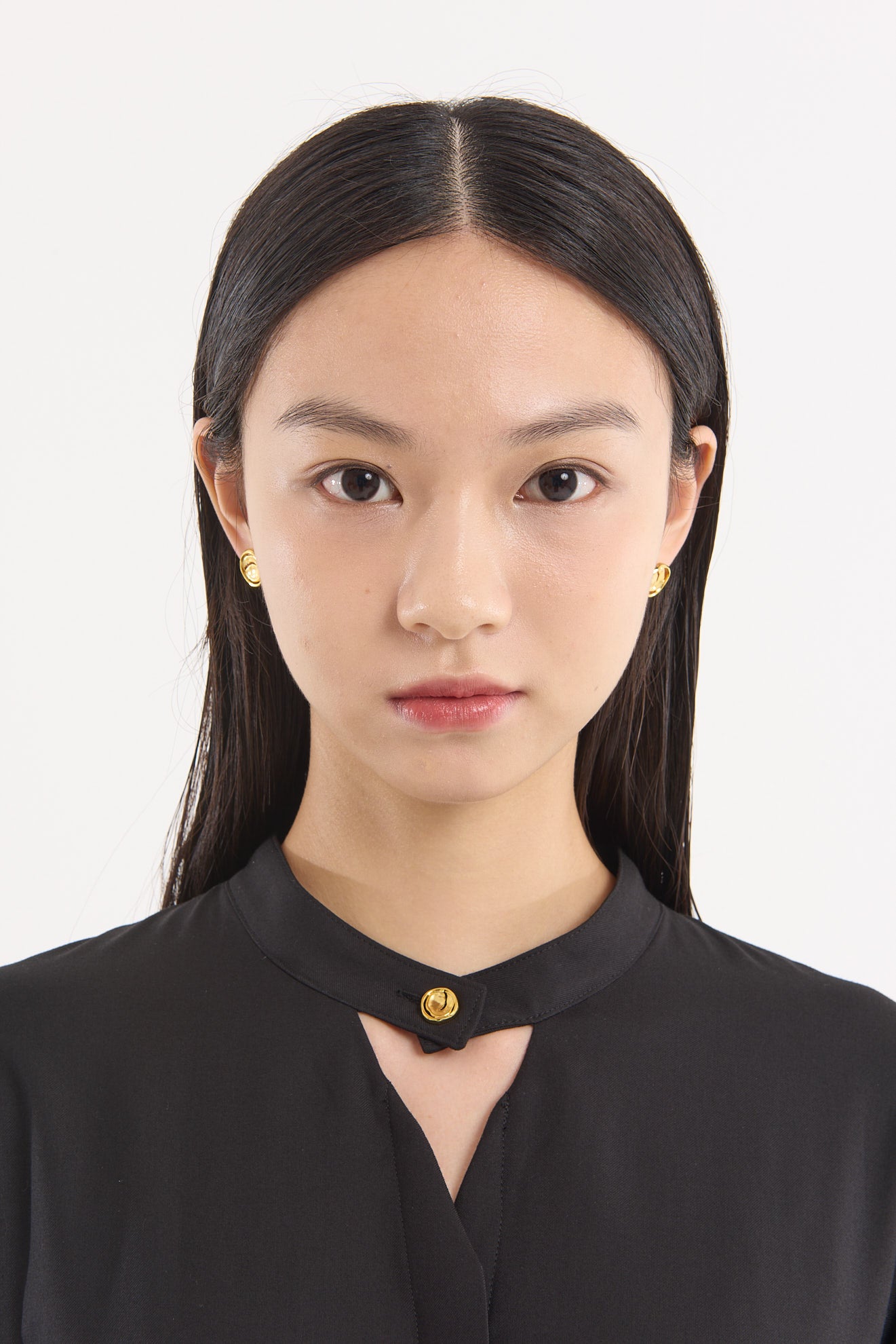 Crack button pierced earring (Gold)