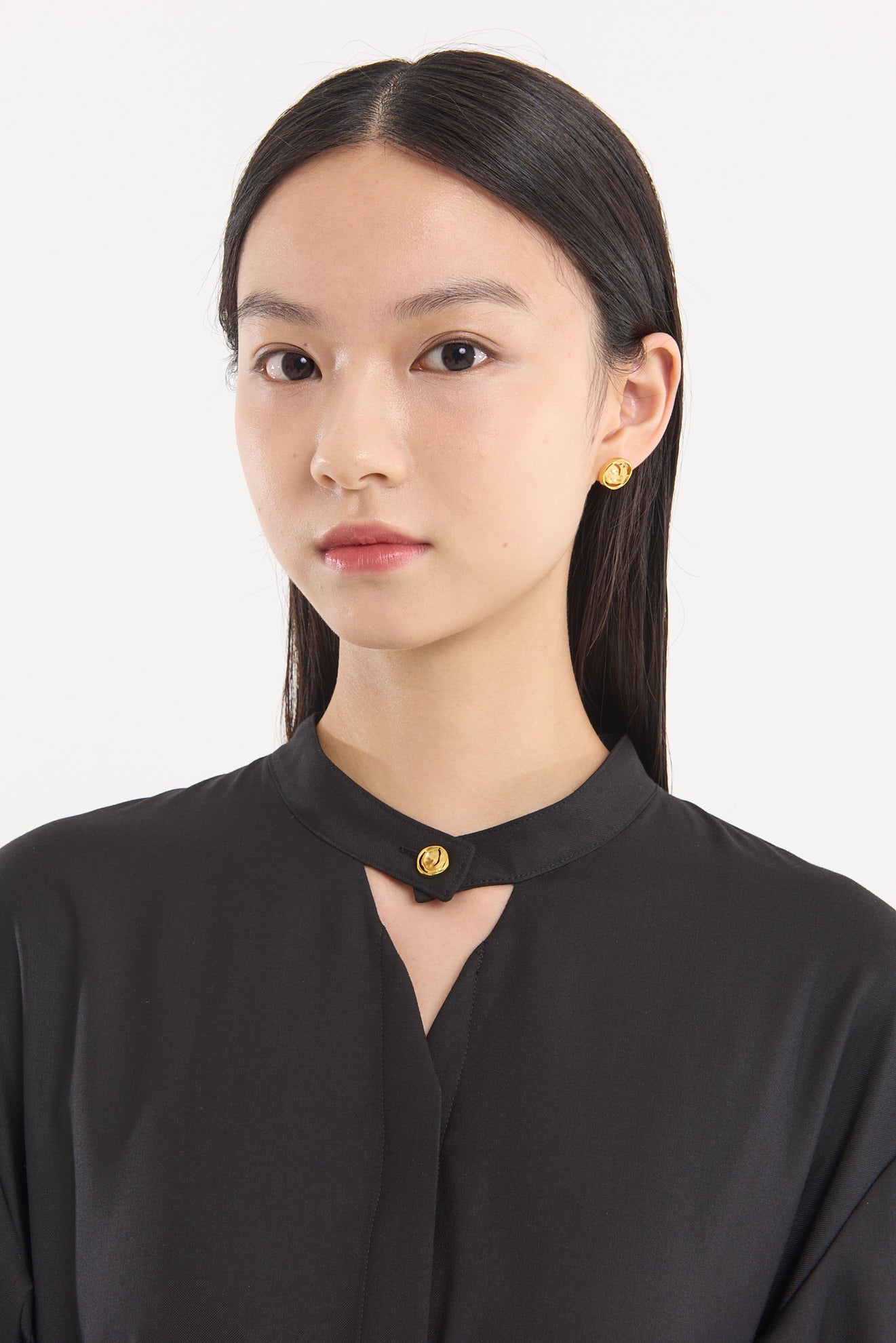 Crack button pierced earring (Gold)