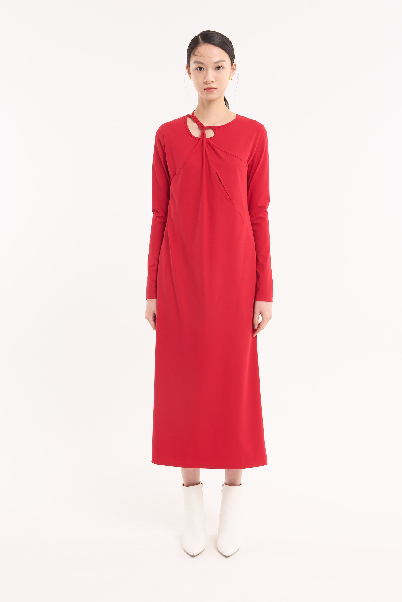 Twist jersey dress (Red)