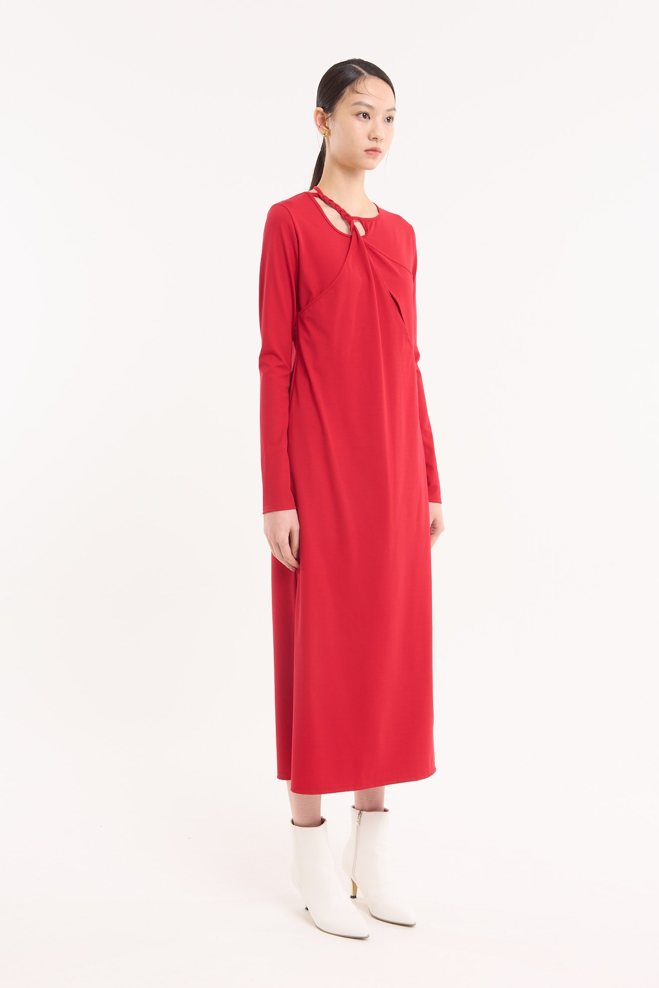 Twist jersey dress (Red)