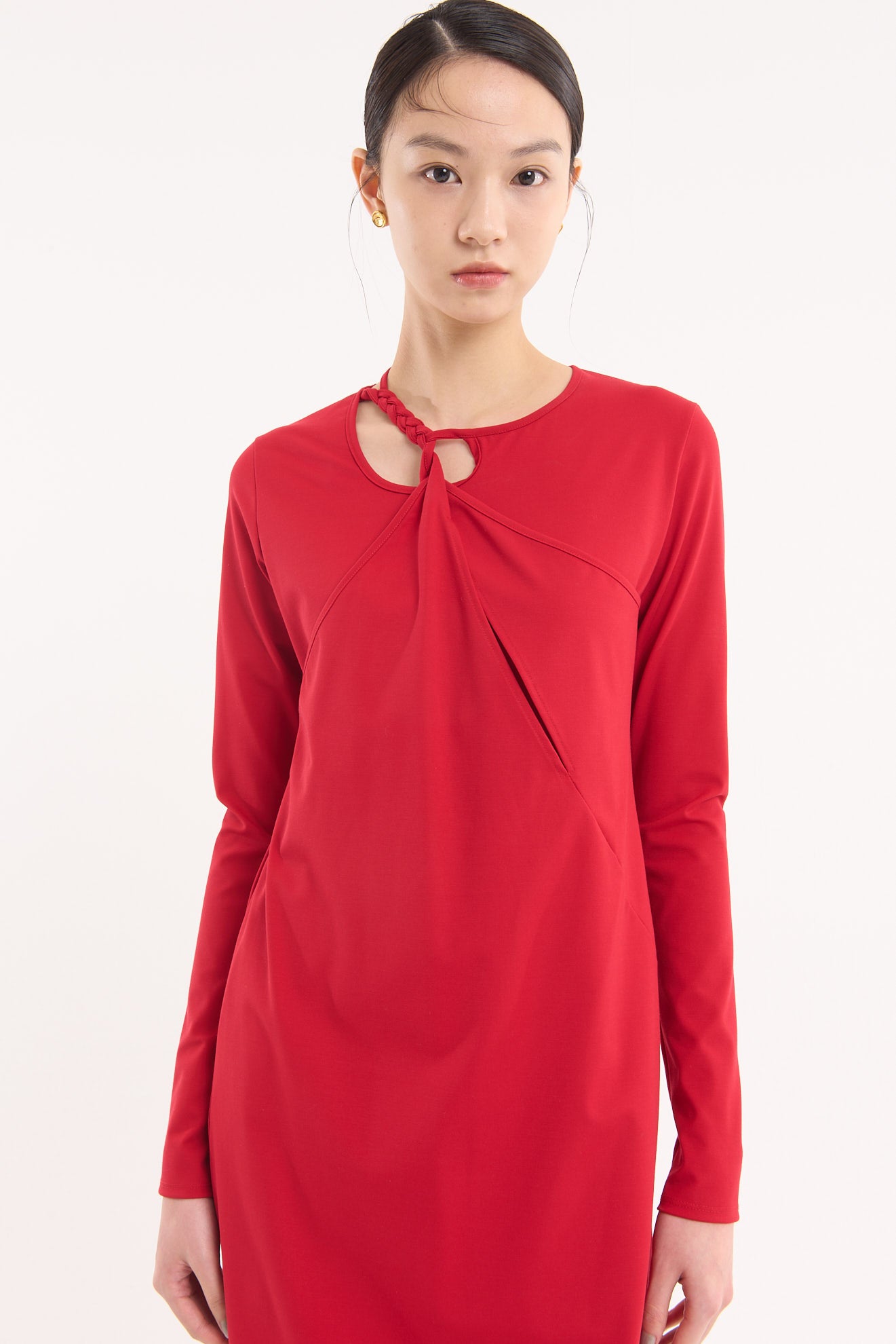 Twist jersey dress (Red)