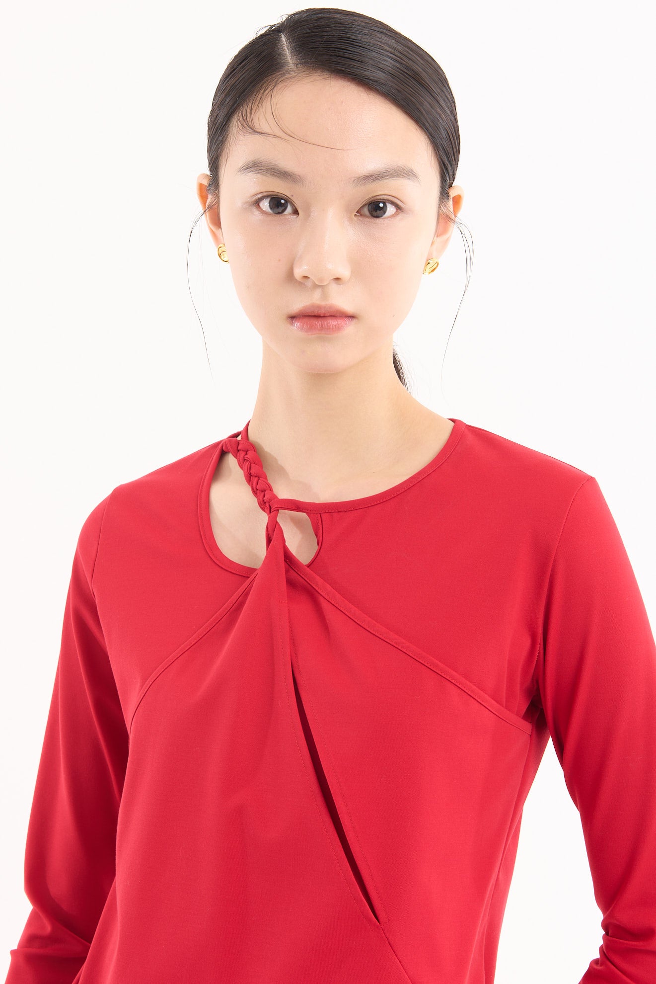 Twist jersey dress (Red)