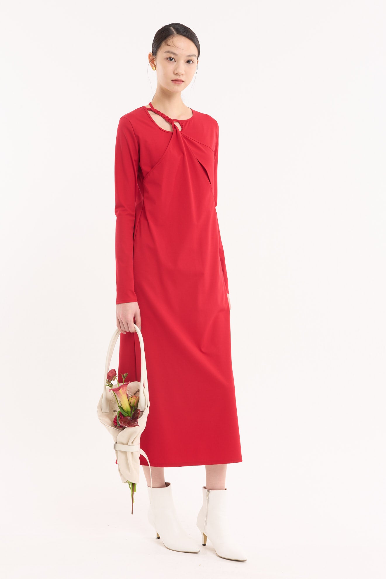 Twist jersey dress (Red)
