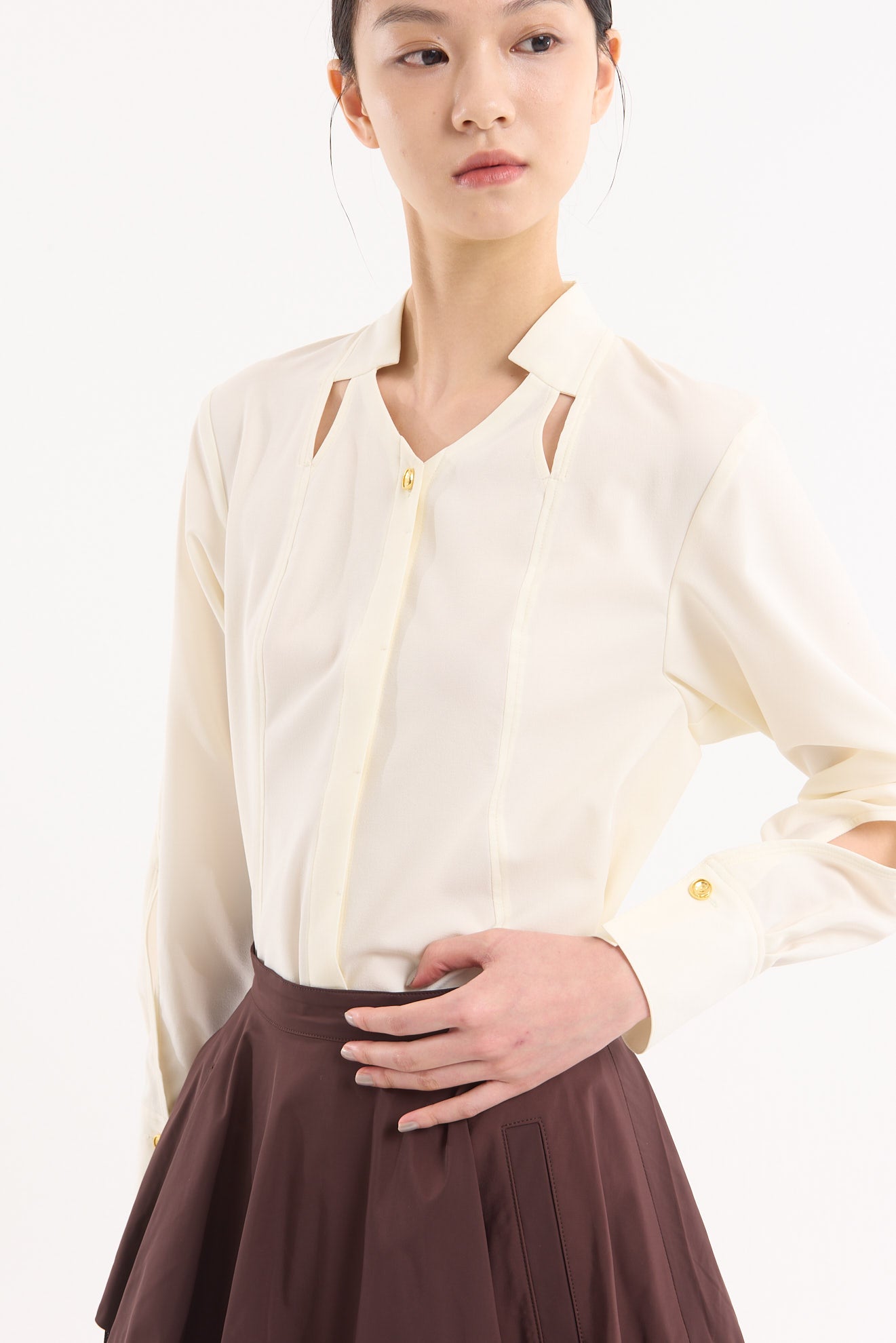 Cross cut shirt (Ivory)