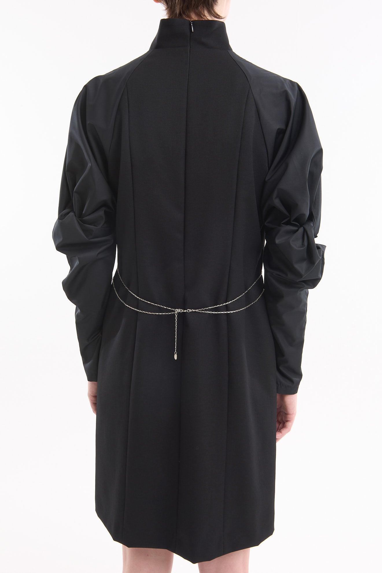 Twist sleeve mini dress (Black)