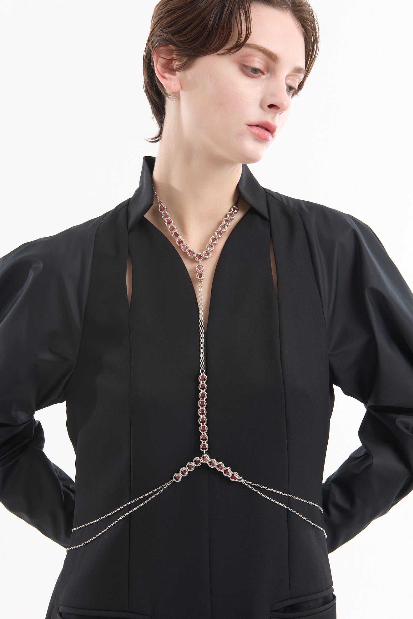 Twist sleeve mini dress (Black)