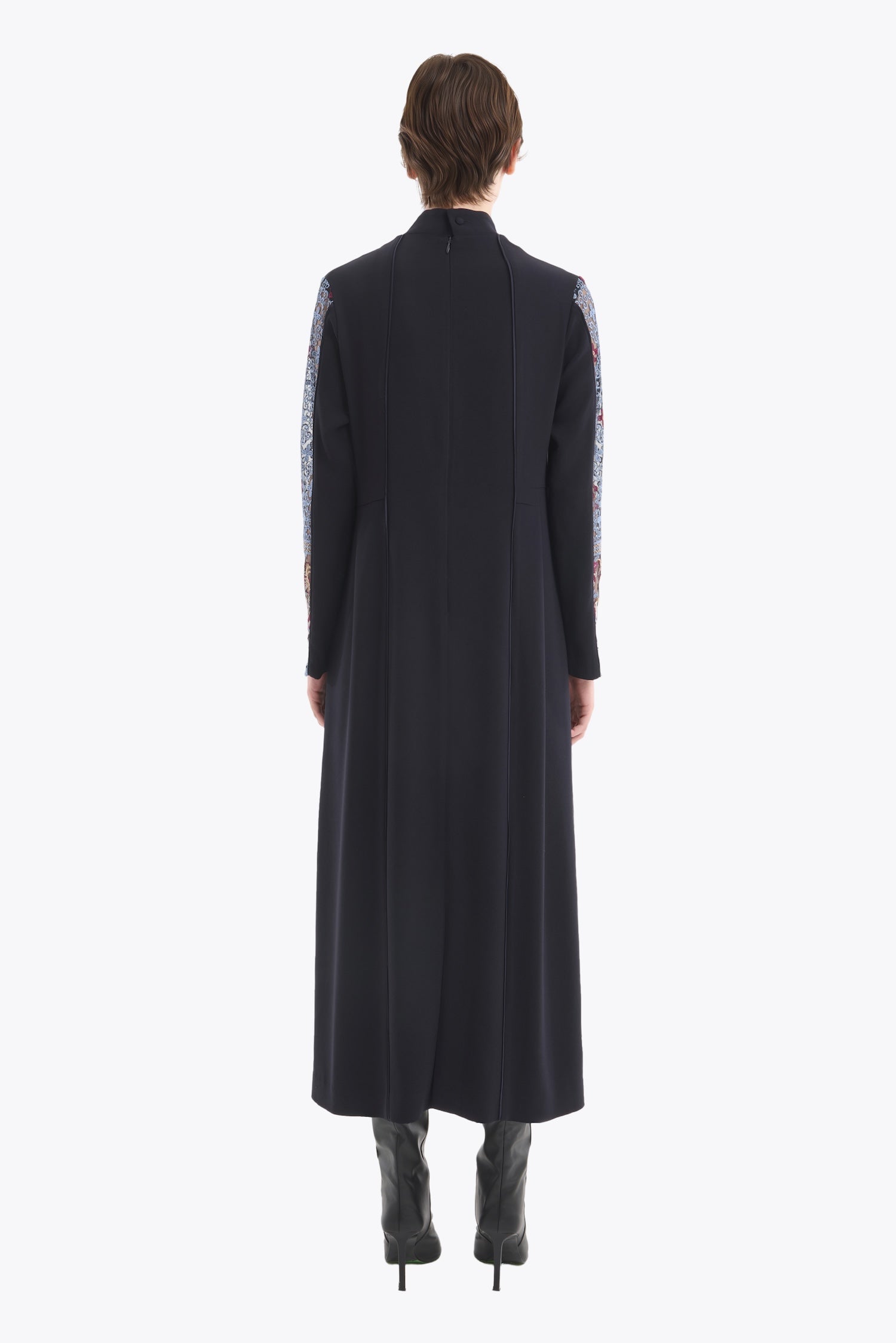 Petal collar lace dress (Navy)