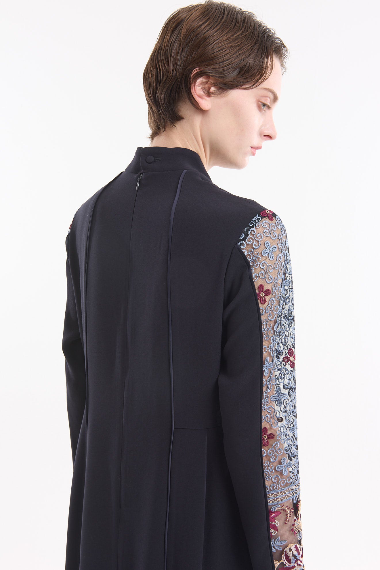 Petal collar lace dress (Navy)