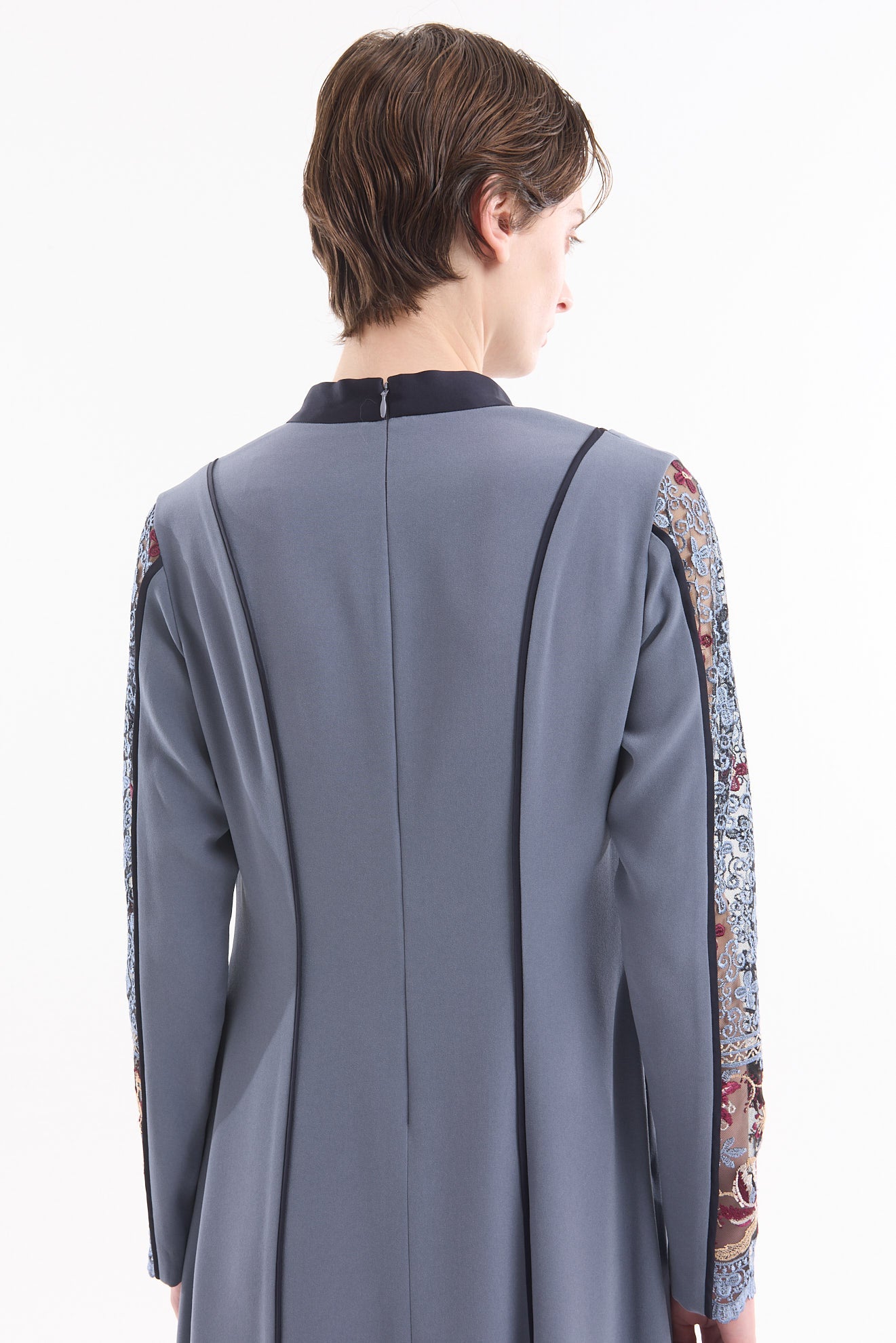 Framed flower lace dress (Blue)
