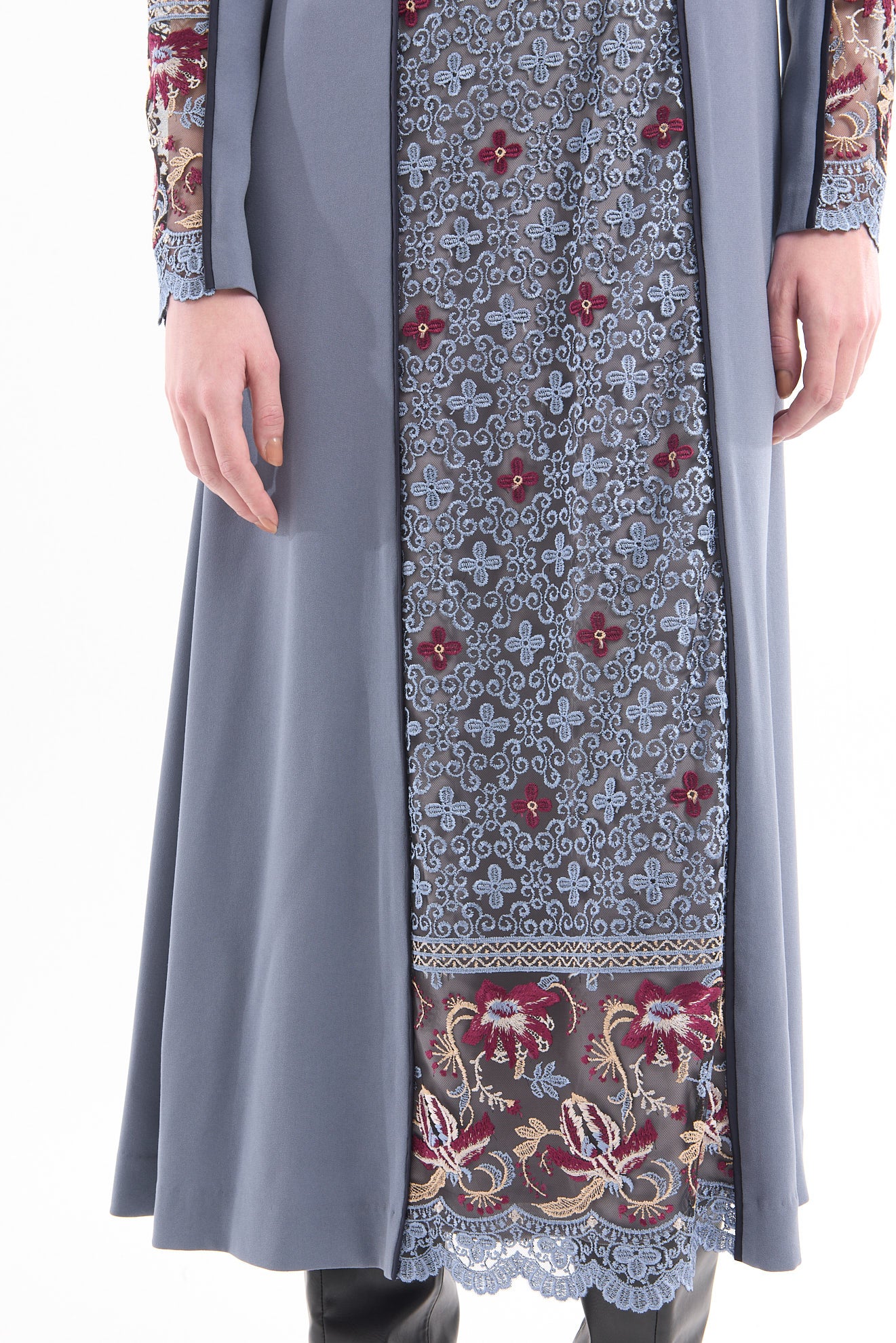 Framed flower lace dress (Blue)