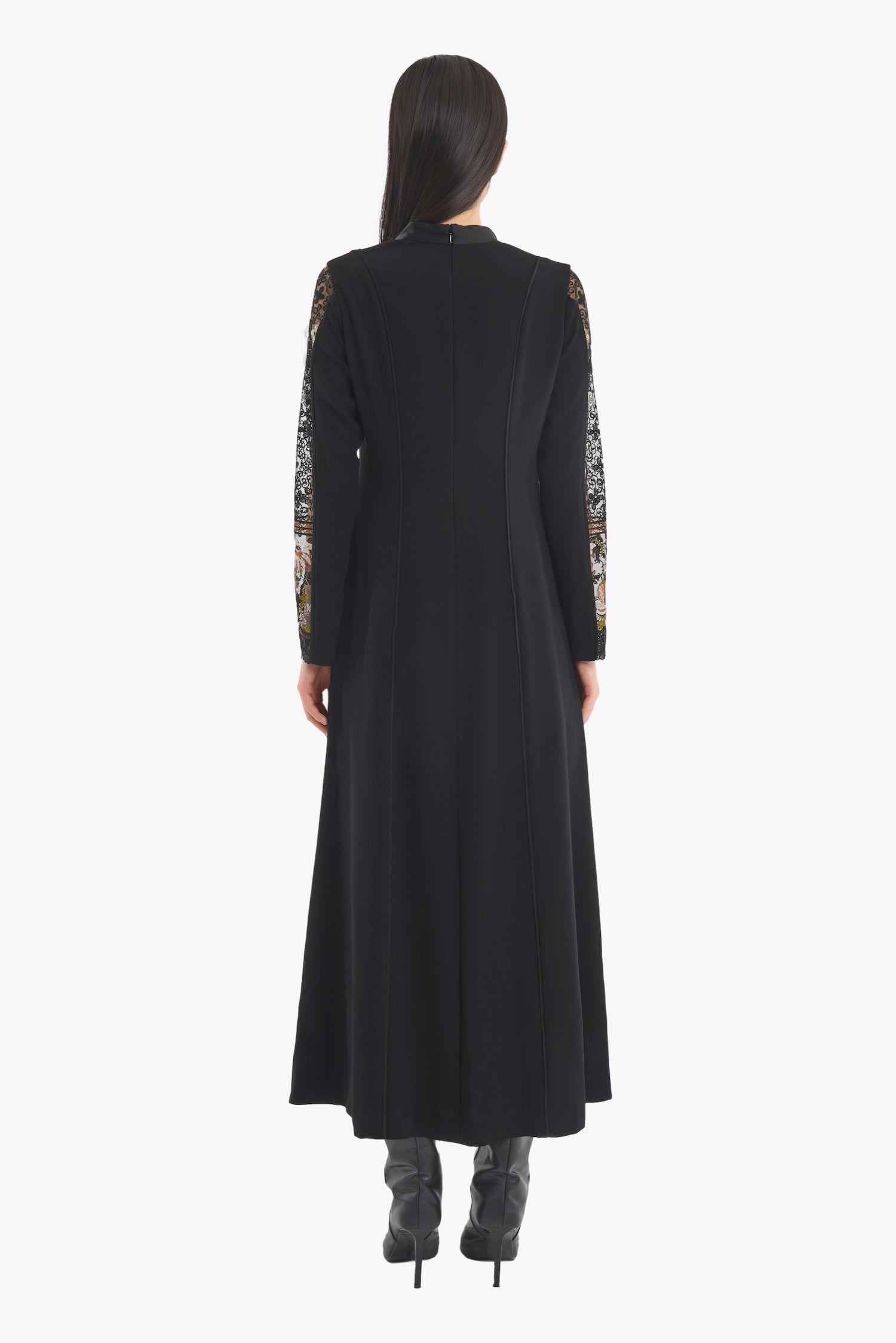 Framed flower lace dress (Black)