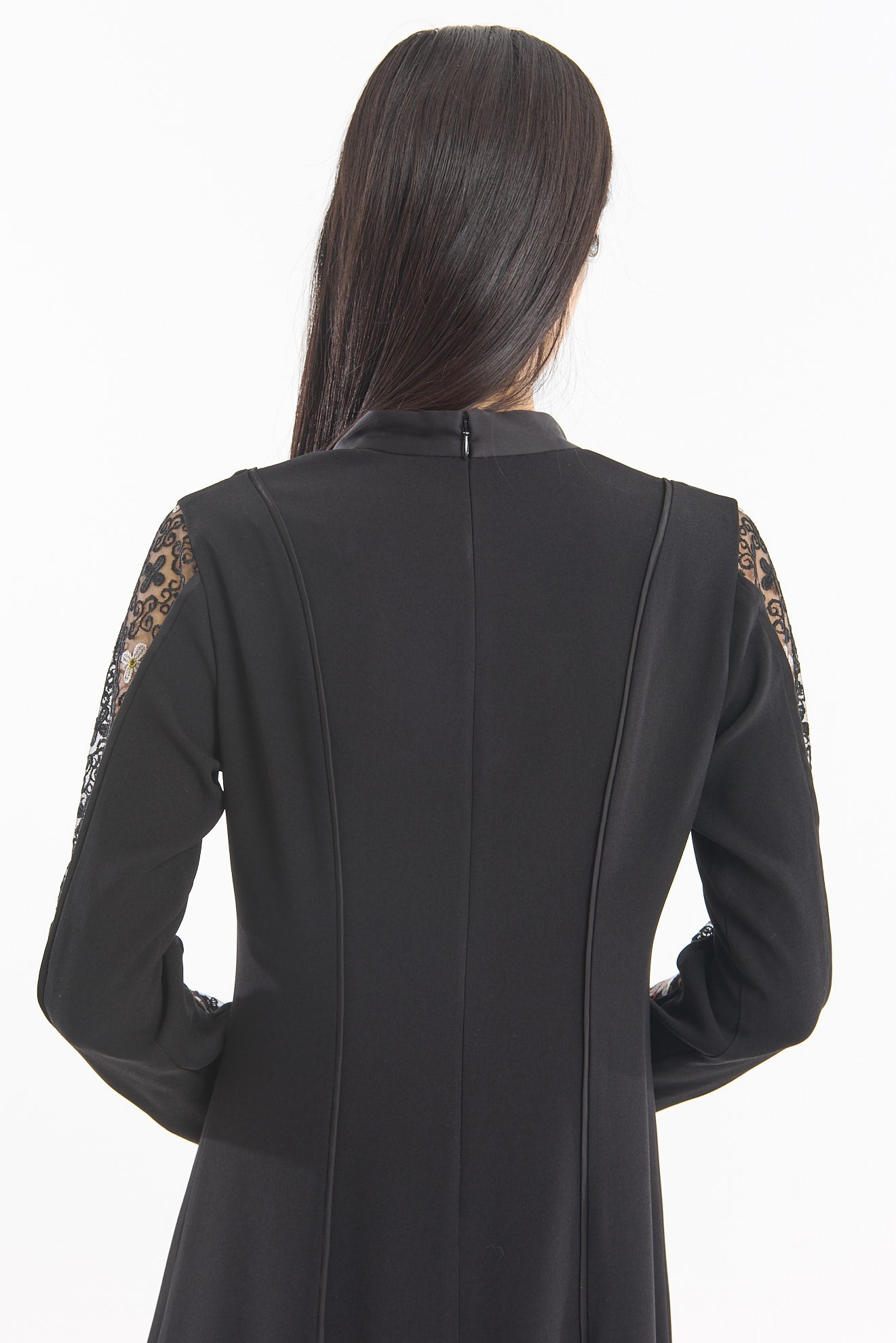 Framed flower lace dress (Black)