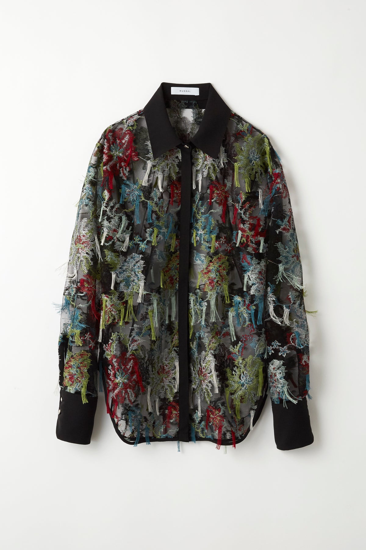 Floating flower lace shirt (Black)