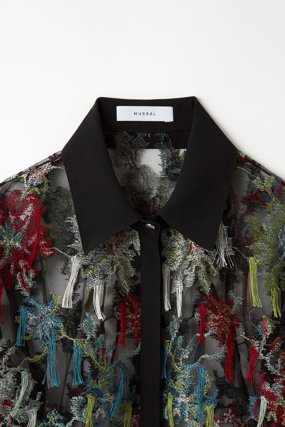 Floating flower lace shirt (Black)