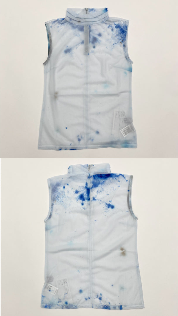 "Wake" sheer sleeveless top (Blue)