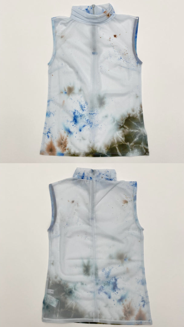 "Wake" sheer sleeveless top (Blue)