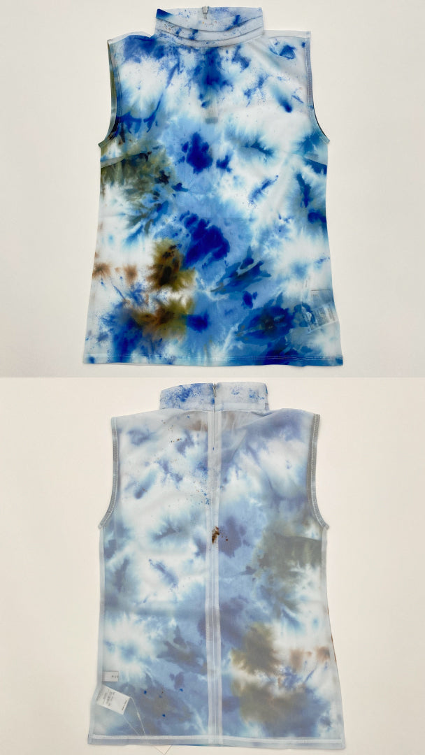"Wake" sheer sleeveless top (Blue)