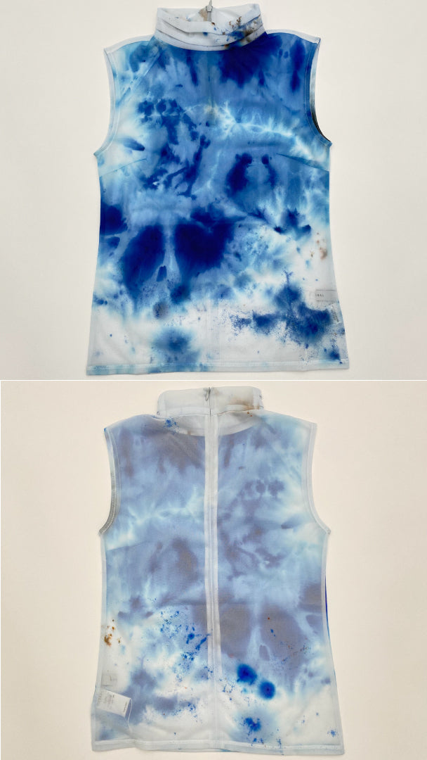 "Wake" sheer sleeveless top (Blue)