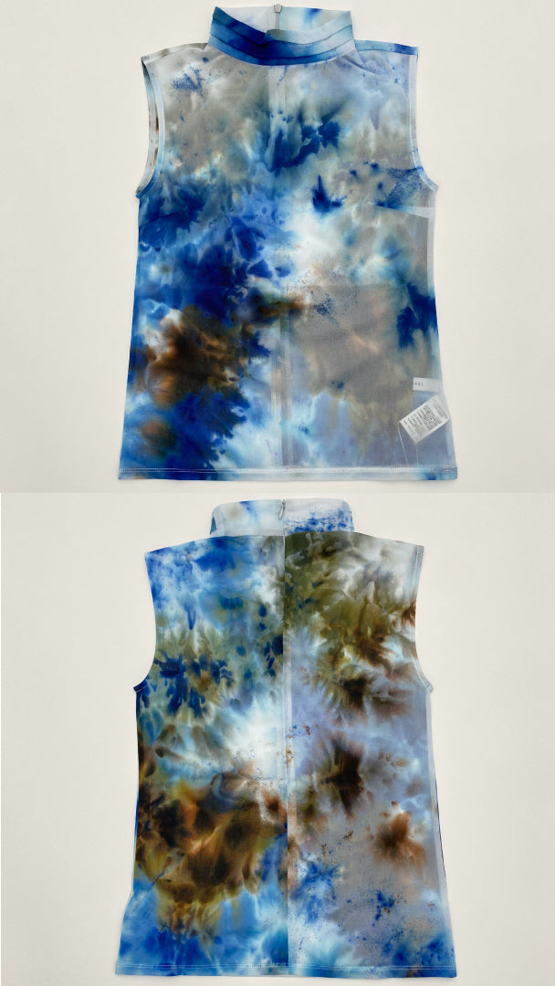 "Wake" sheer sleeveless top (Blue)