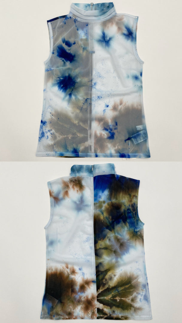 "Wake" sheer sleeveless top (Blue)