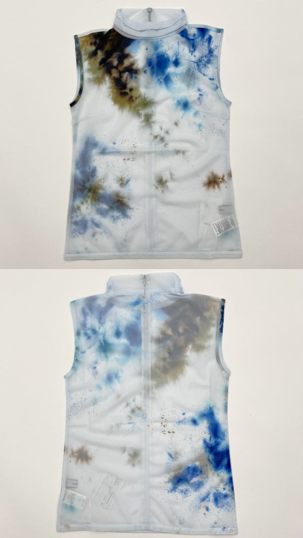 "Wake" sheer sleeveless top (Blue)