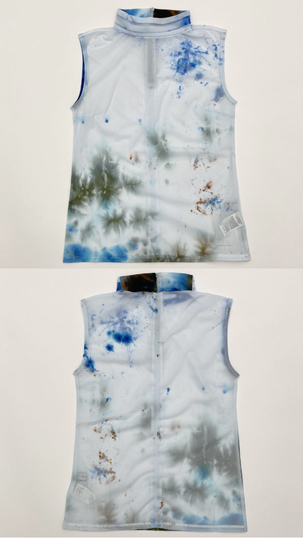 "Wake" sheer sleeveless top (Blue)