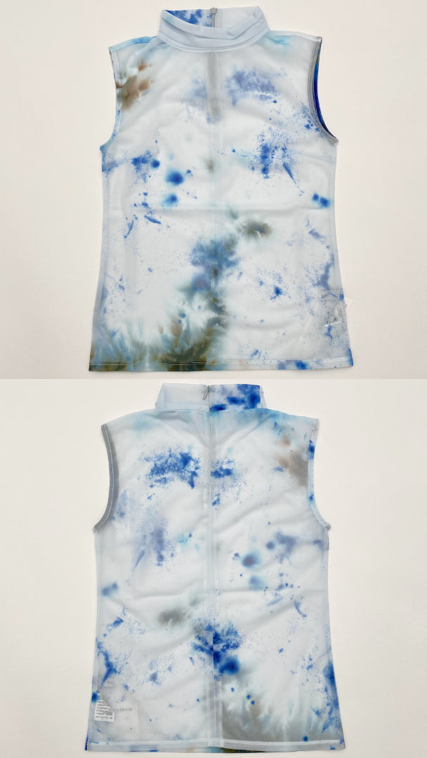 "Wake" sheer sleeveless top (Blue)
