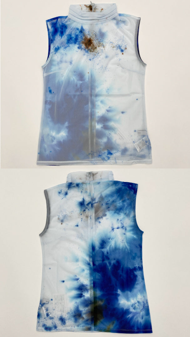 "Wake" sheer sleeveless top (Blue)