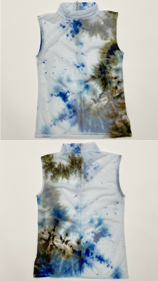 "Wake" sheer sleeveless top (Blue)