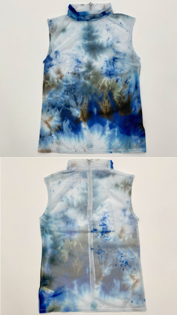 "Wake" sheer sleeveless top (Blue)