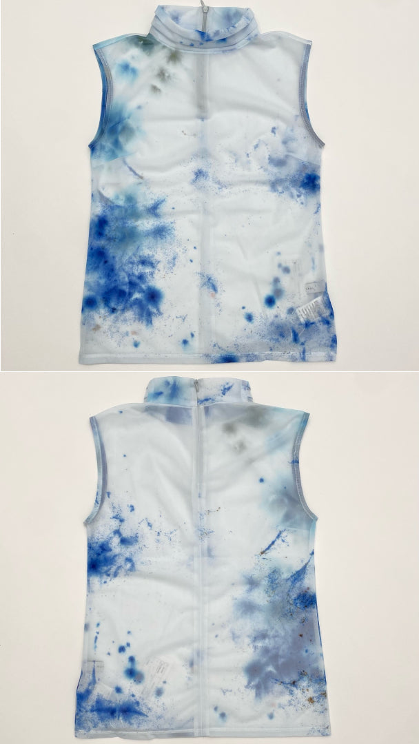 "Wake" sheer sleeveless top (Blue)