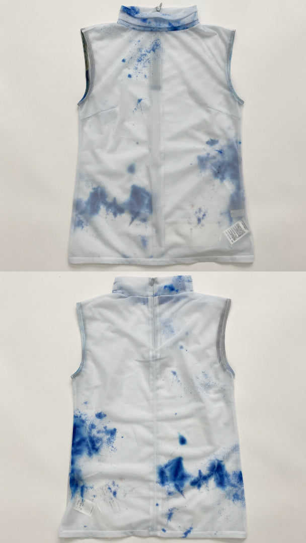 "Wake" sheer sleeveless top (Blue)