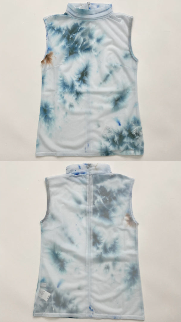 "Wake" sheer sleeveless top (Blue)