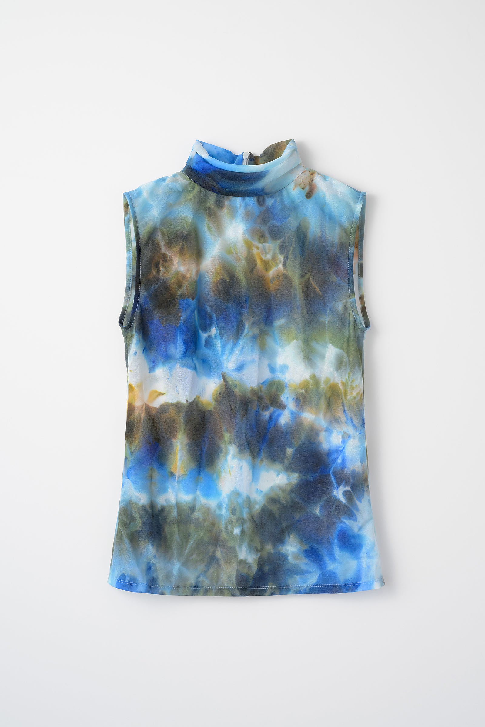 "Wake" sheer sleeveless top (Blue)