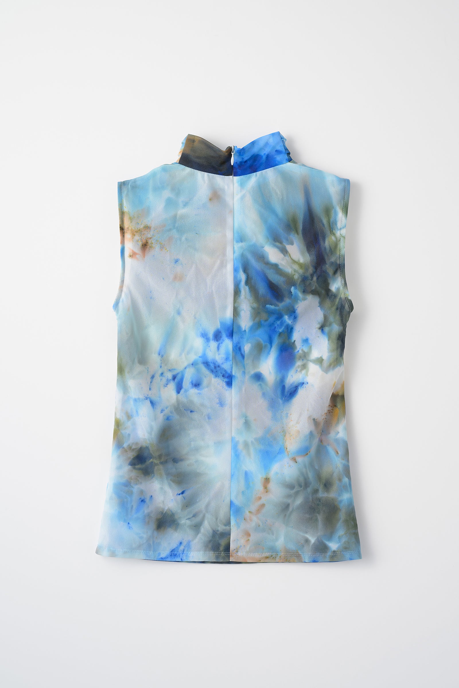 "Wake" sheer sleeveless top (Blue)