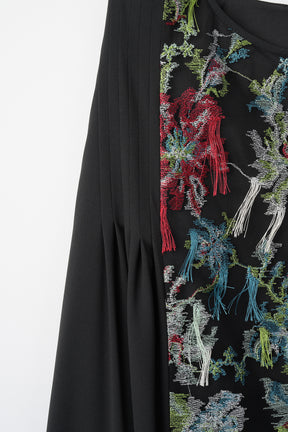 Floating flower lace skirt (Black)