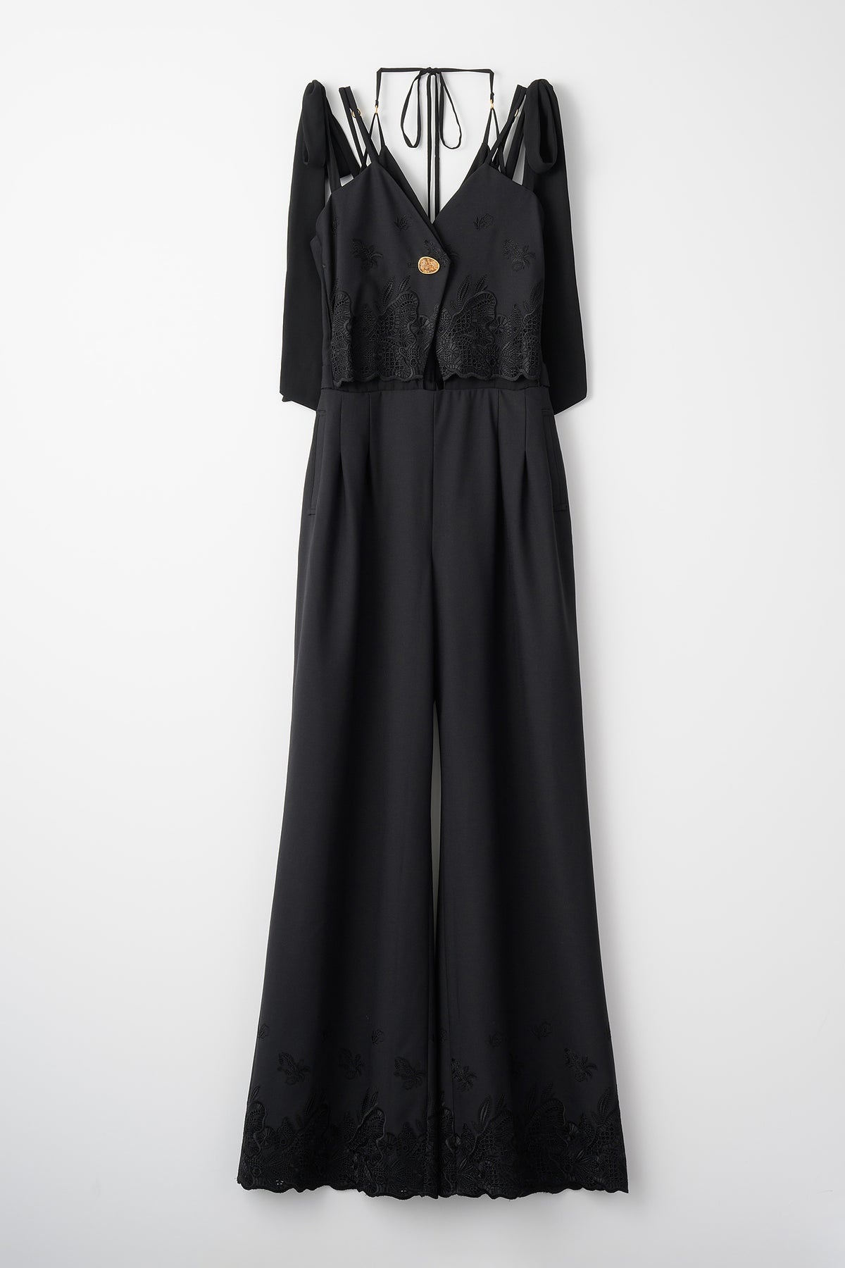 Morpho embroidery overalls (Black)