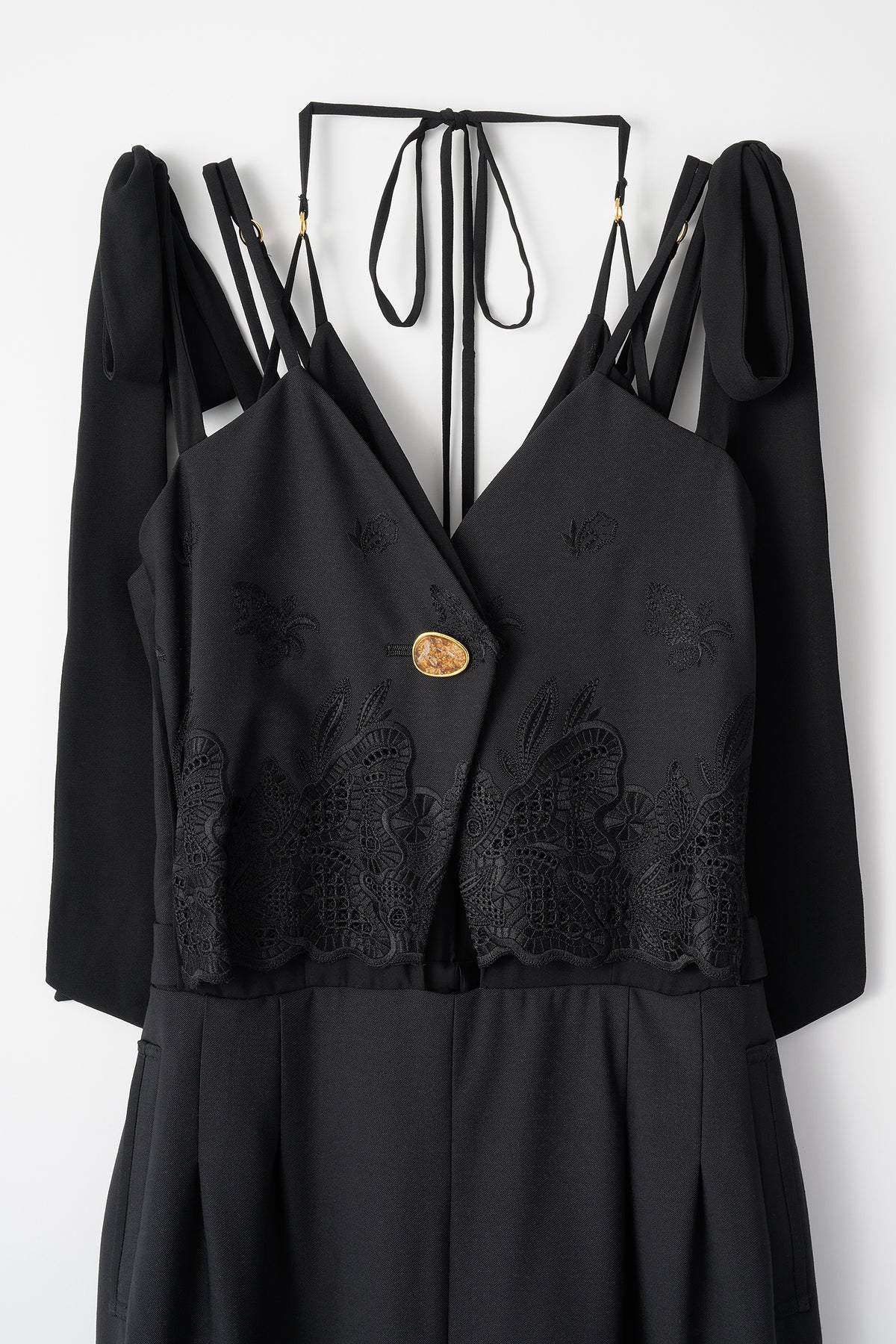 Morpho embroidery overalls (Black)