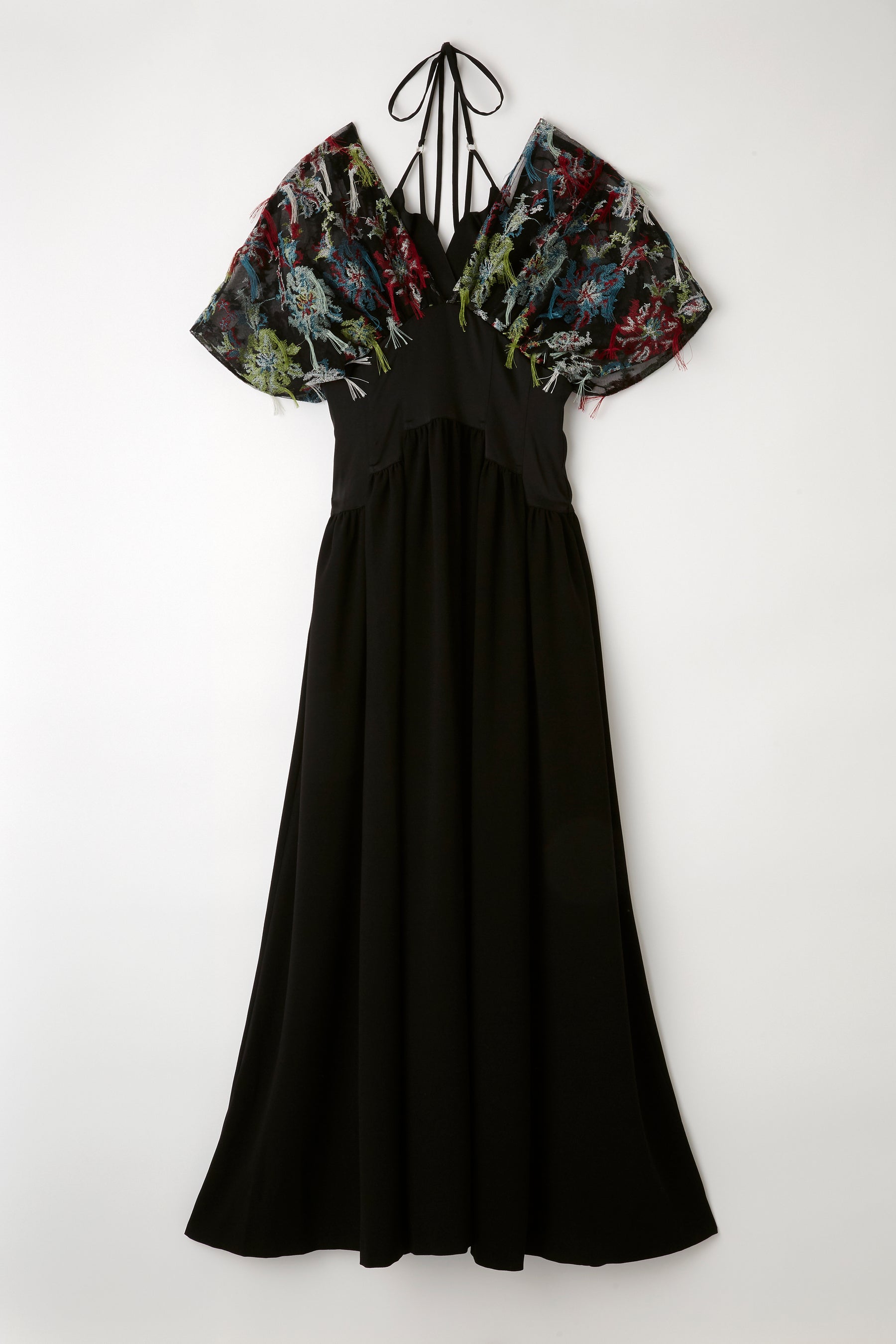Floating flower lace blooming dress (Black)