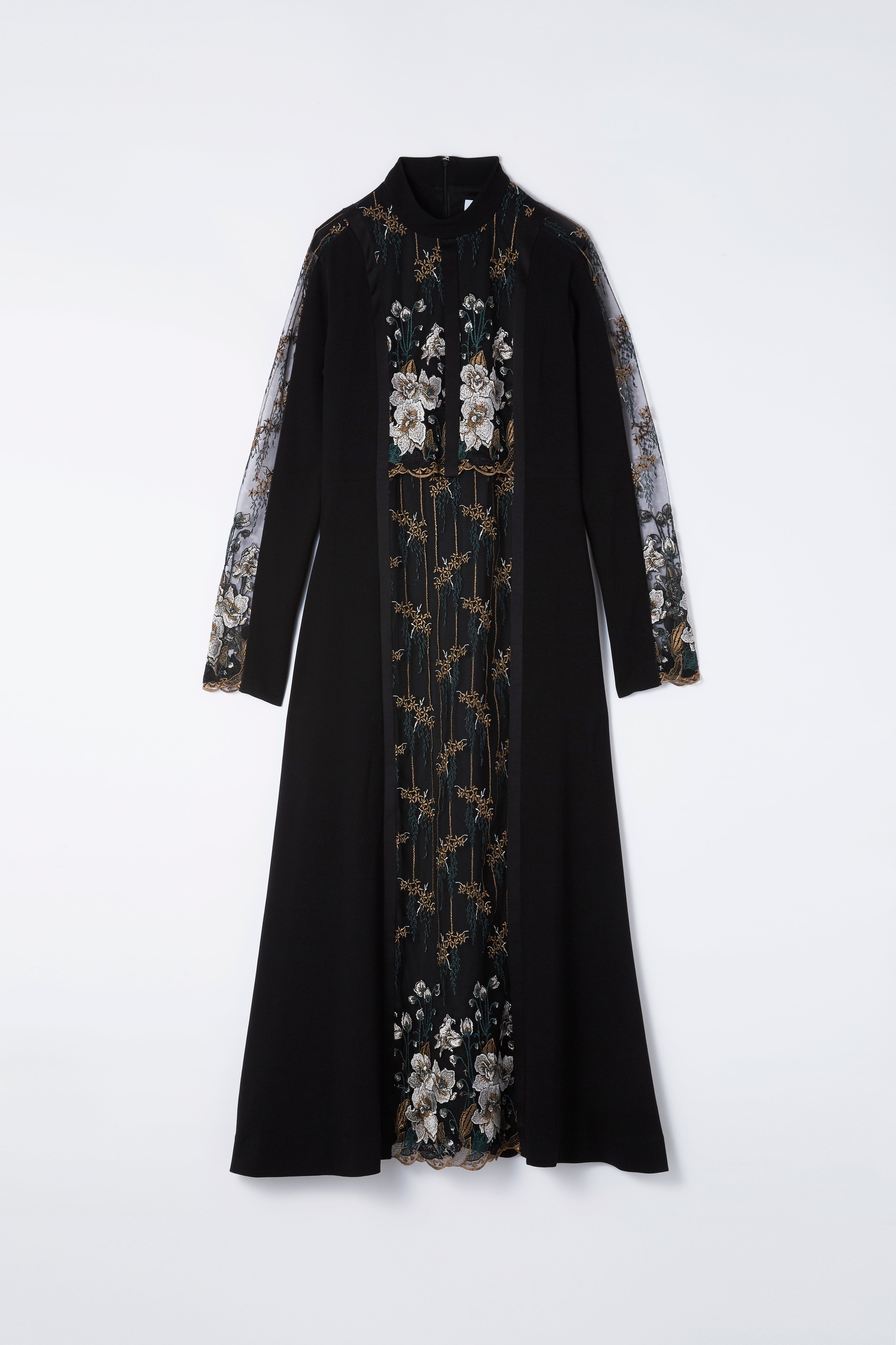Framed flower lace dress (Black)