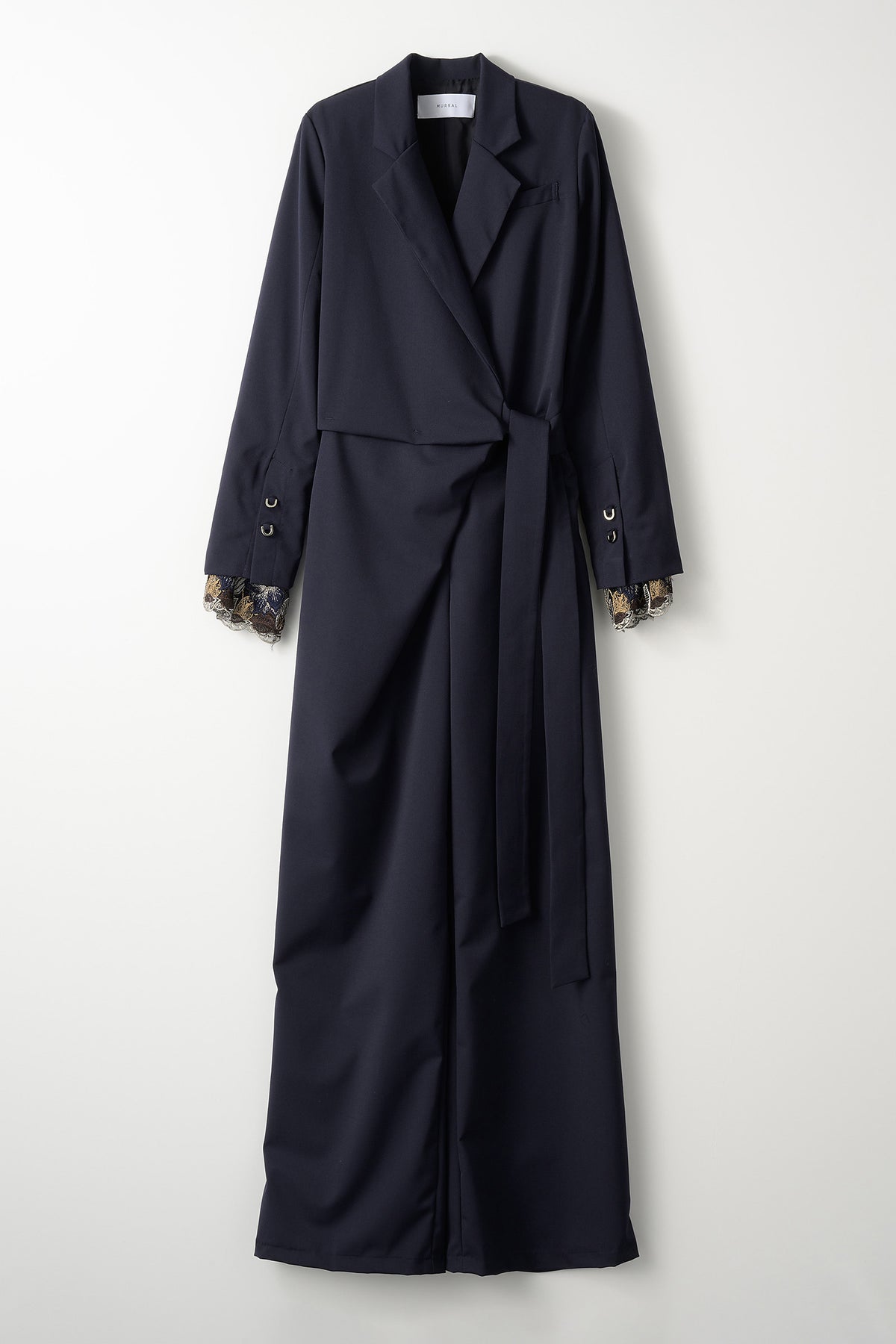 Slit sleeve lace jumpsuit (Navy)