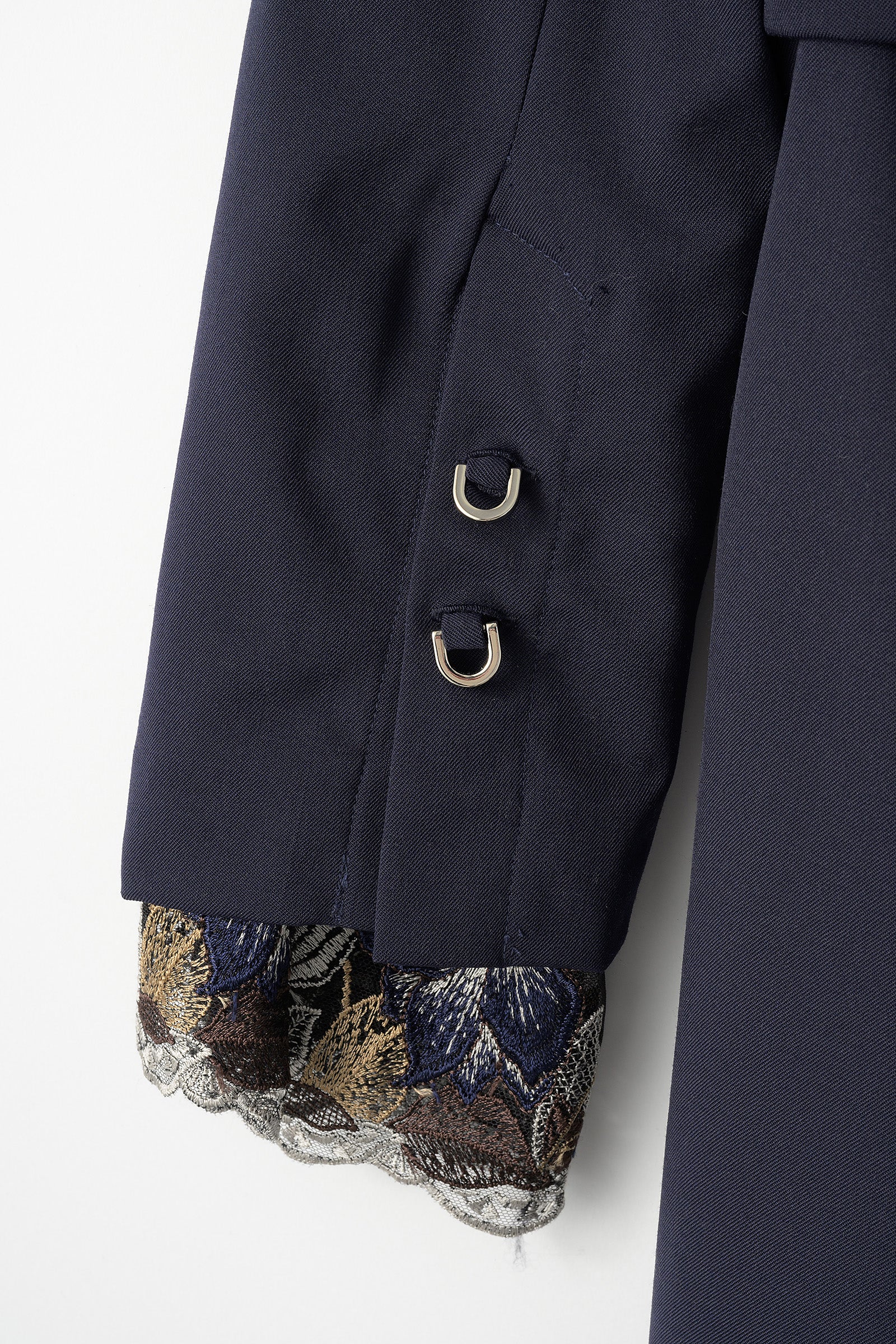 Slit sleeve lace jumpsuit (Navy)