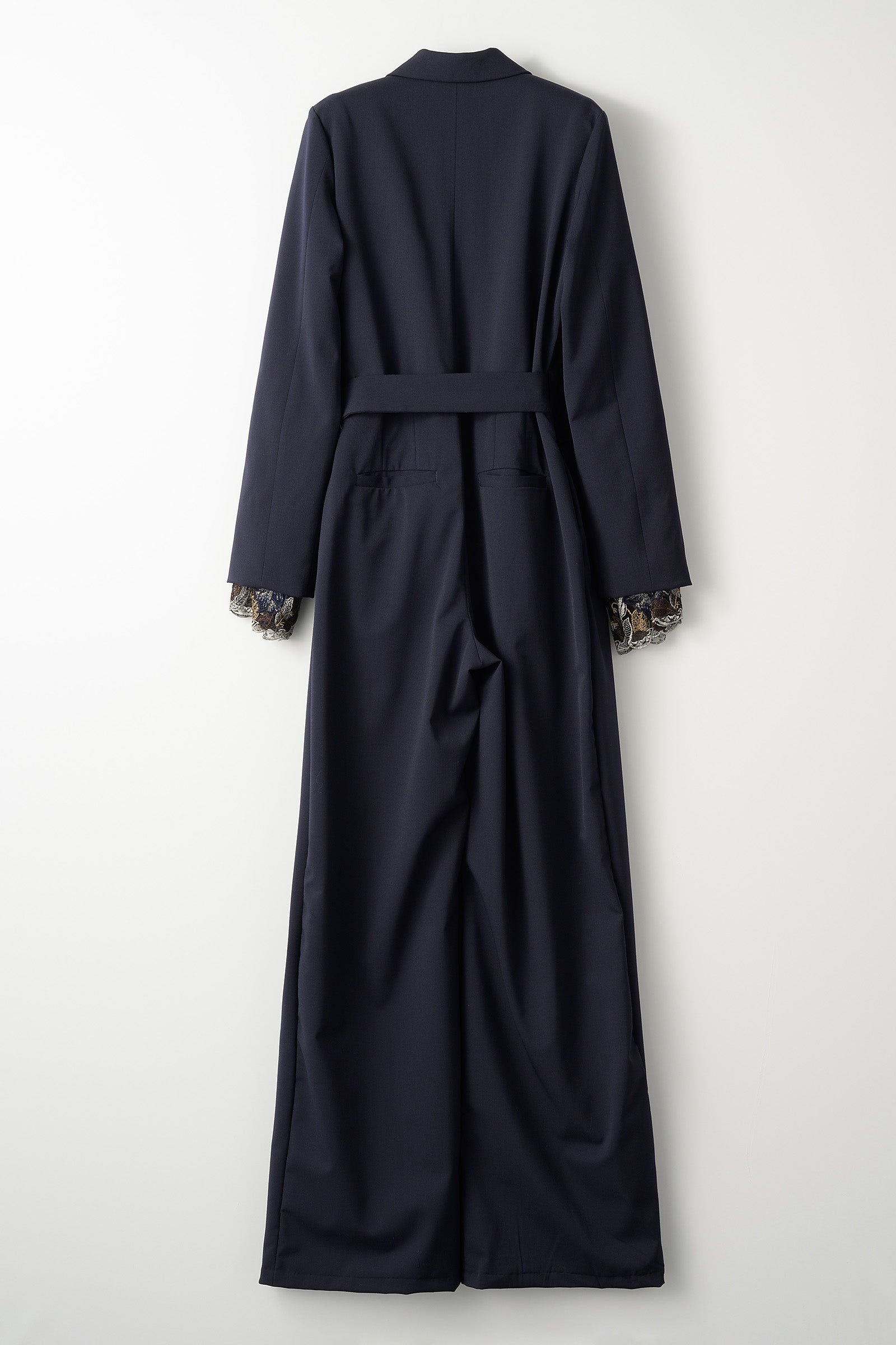 Slit sleeve lace jumpsuit (Navy)