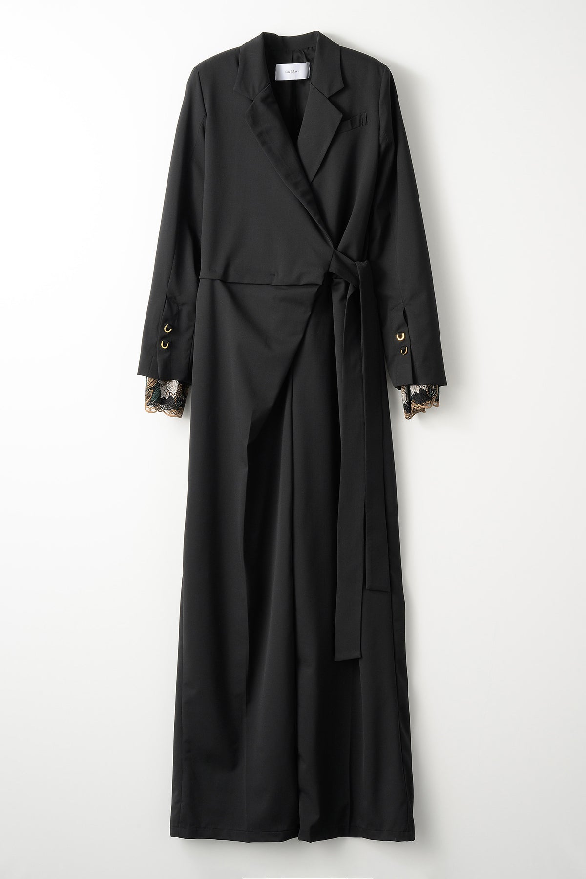 Slit sleeve lace jumpsuit (Black)