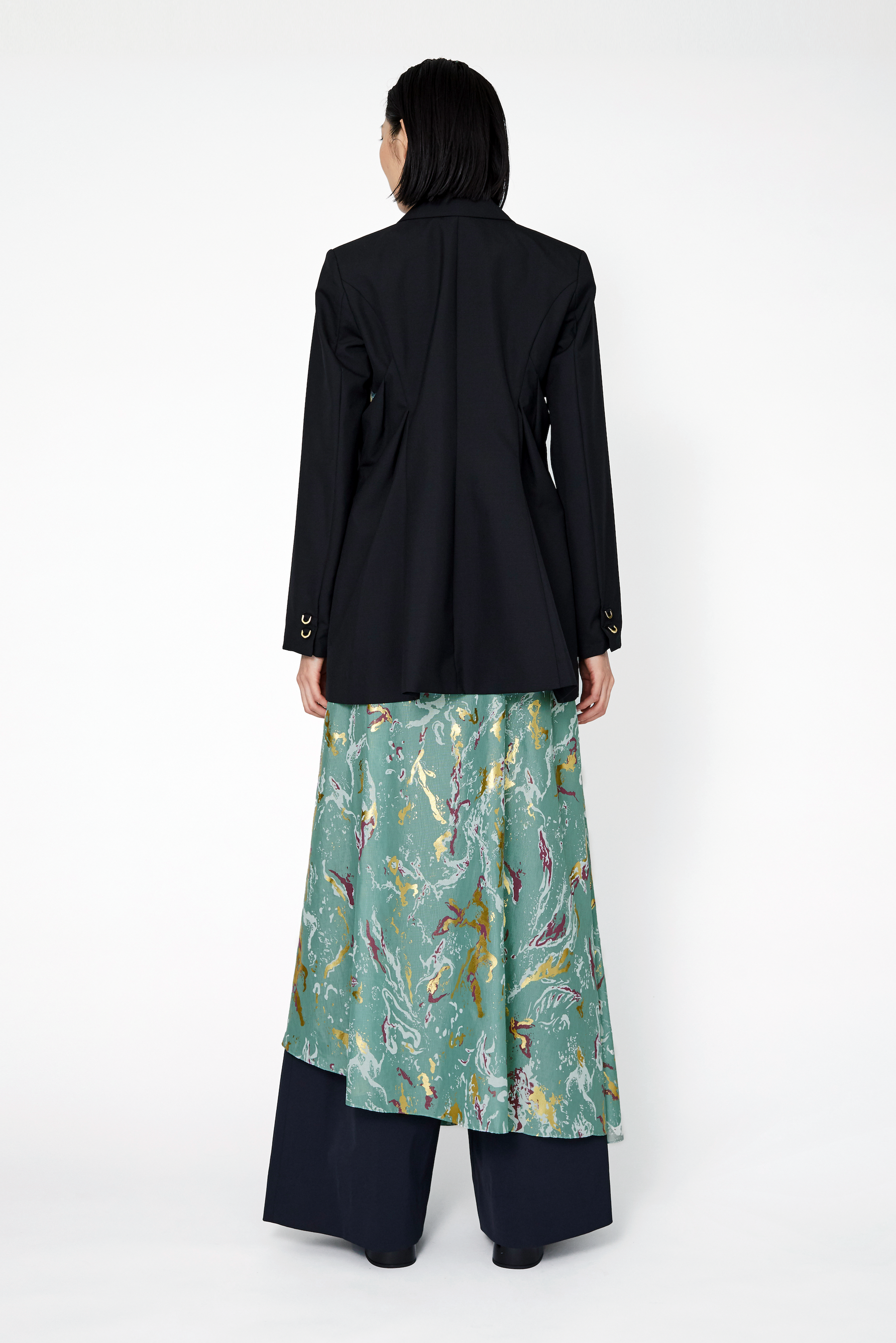 Flower vein foil camisole dress (Green)