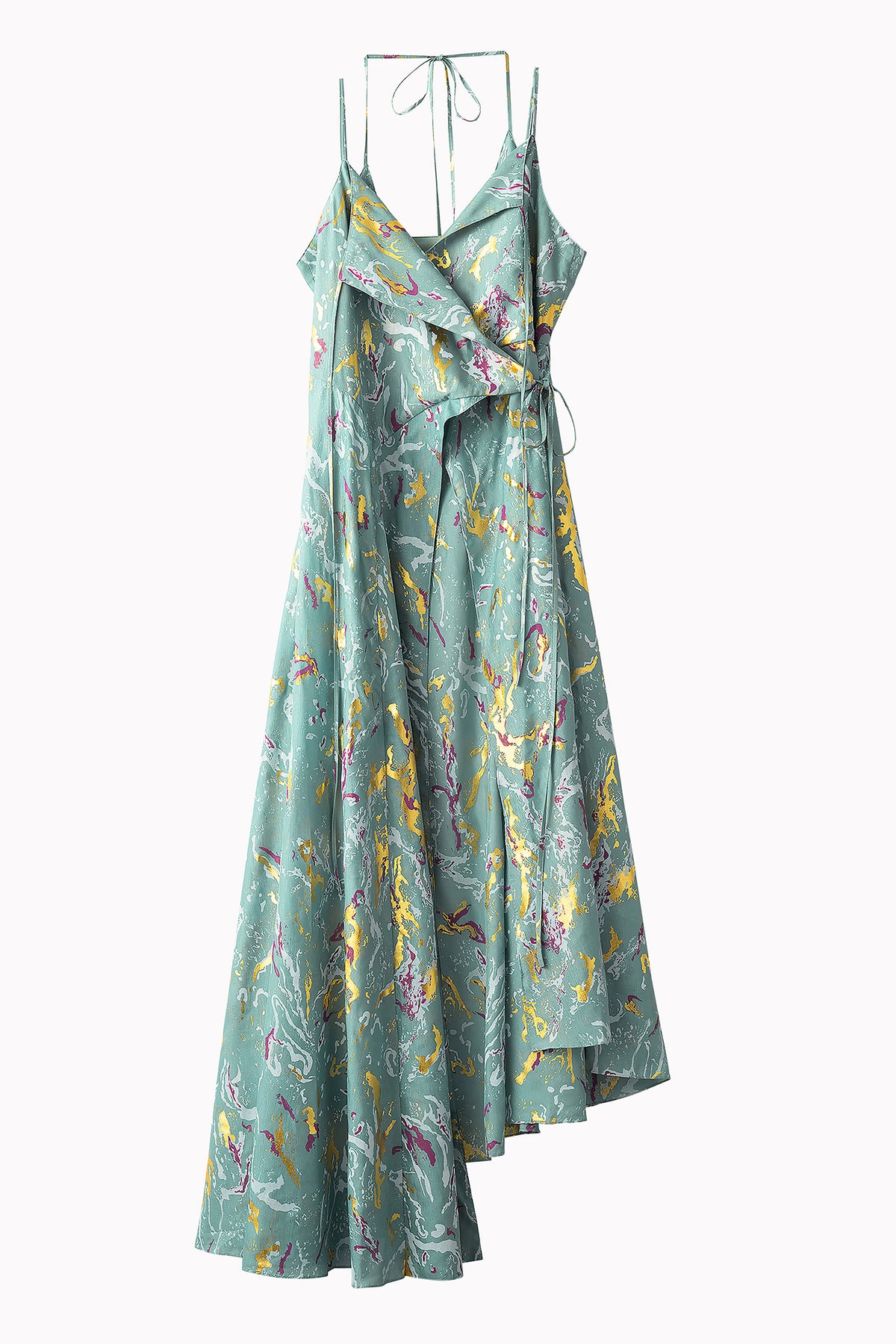 Flower vein foil camisole dress (Green)