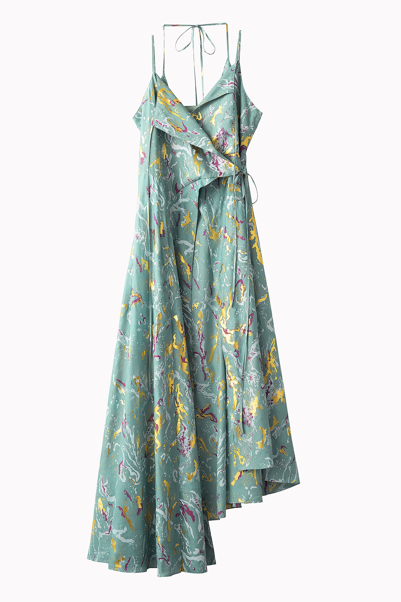 Flower vein foil camisole dress (Green)