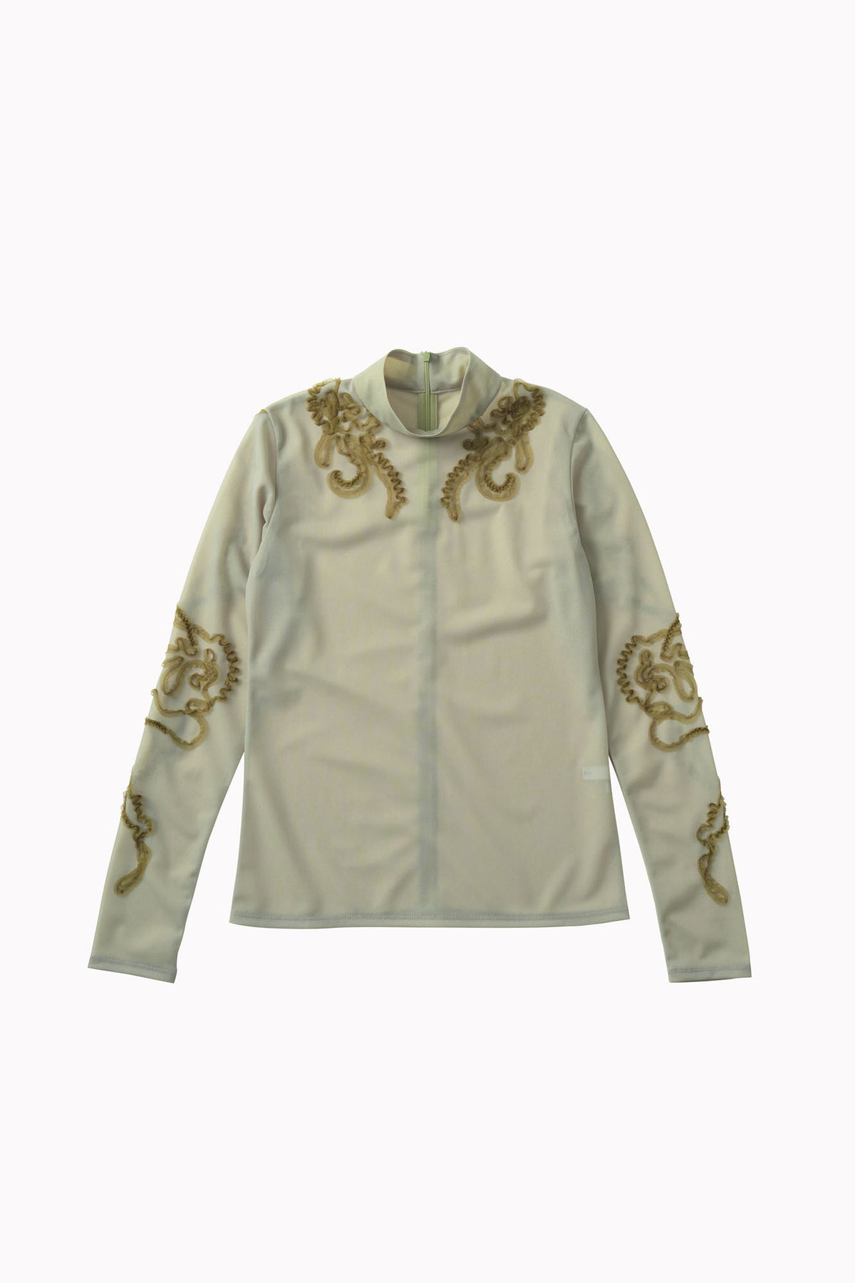 Moon road embroidered sheer top (Smoked khaki)