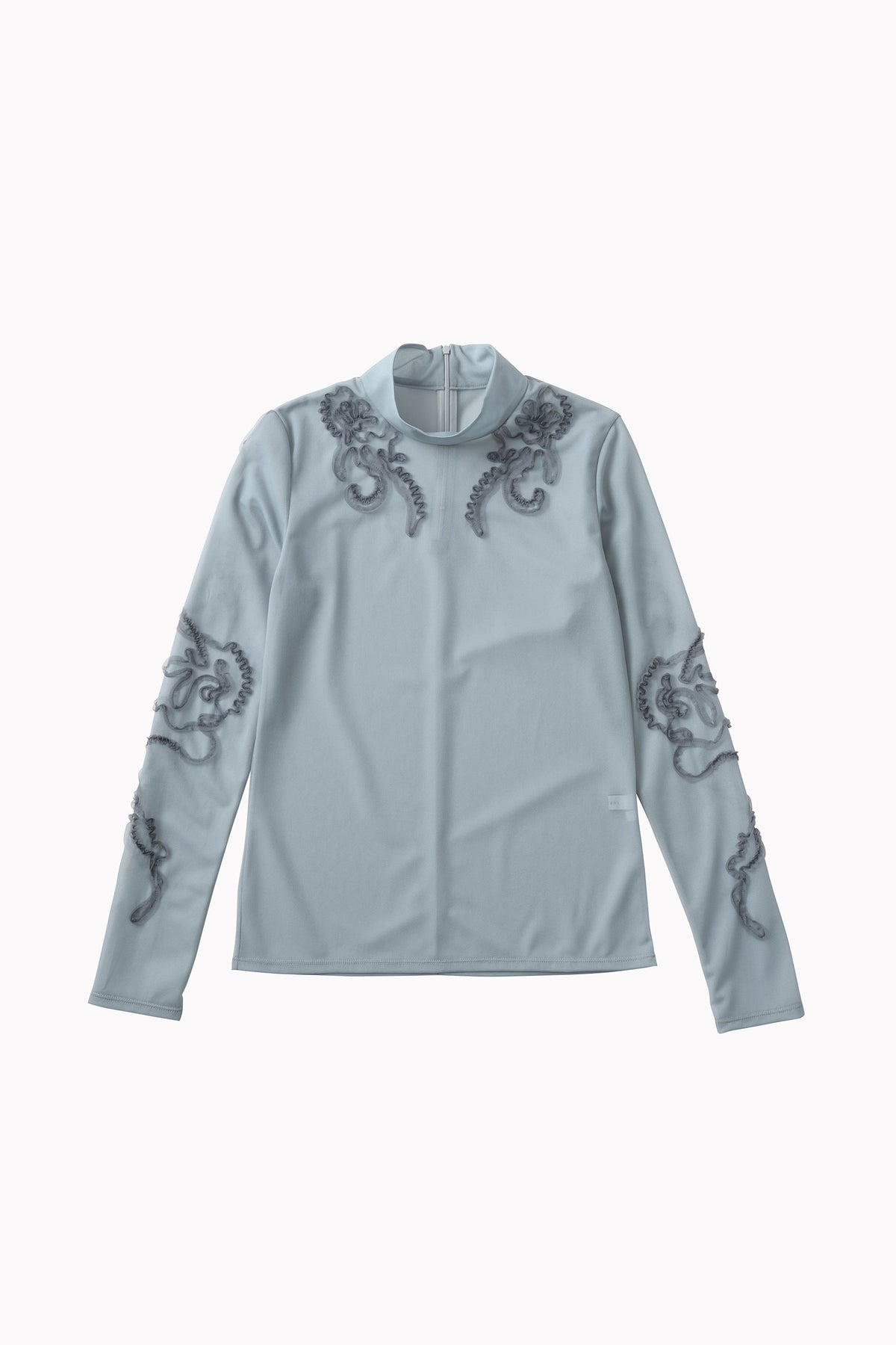 Moon road embroidered sheer top (Blue)